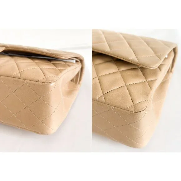 Chanel Double Flap Medium Bag Quilted Lambskin Beige - Picture 6 of 16
